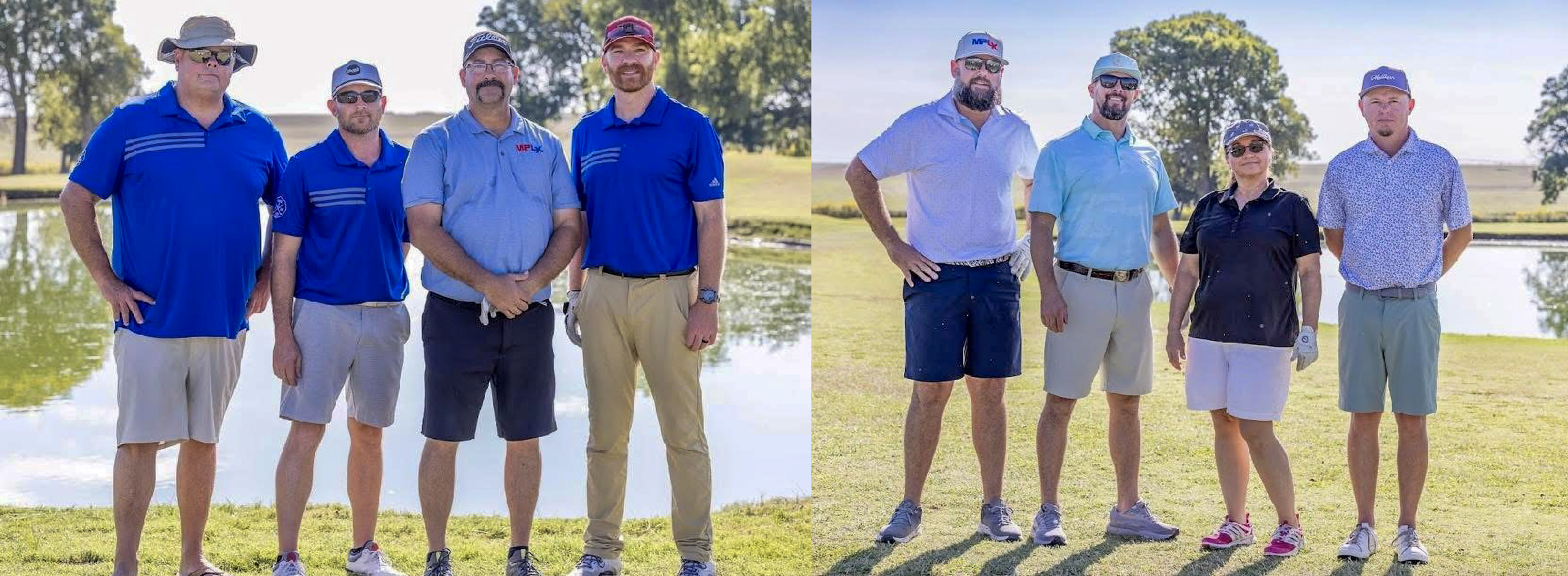 A group of golfers on a golf course.