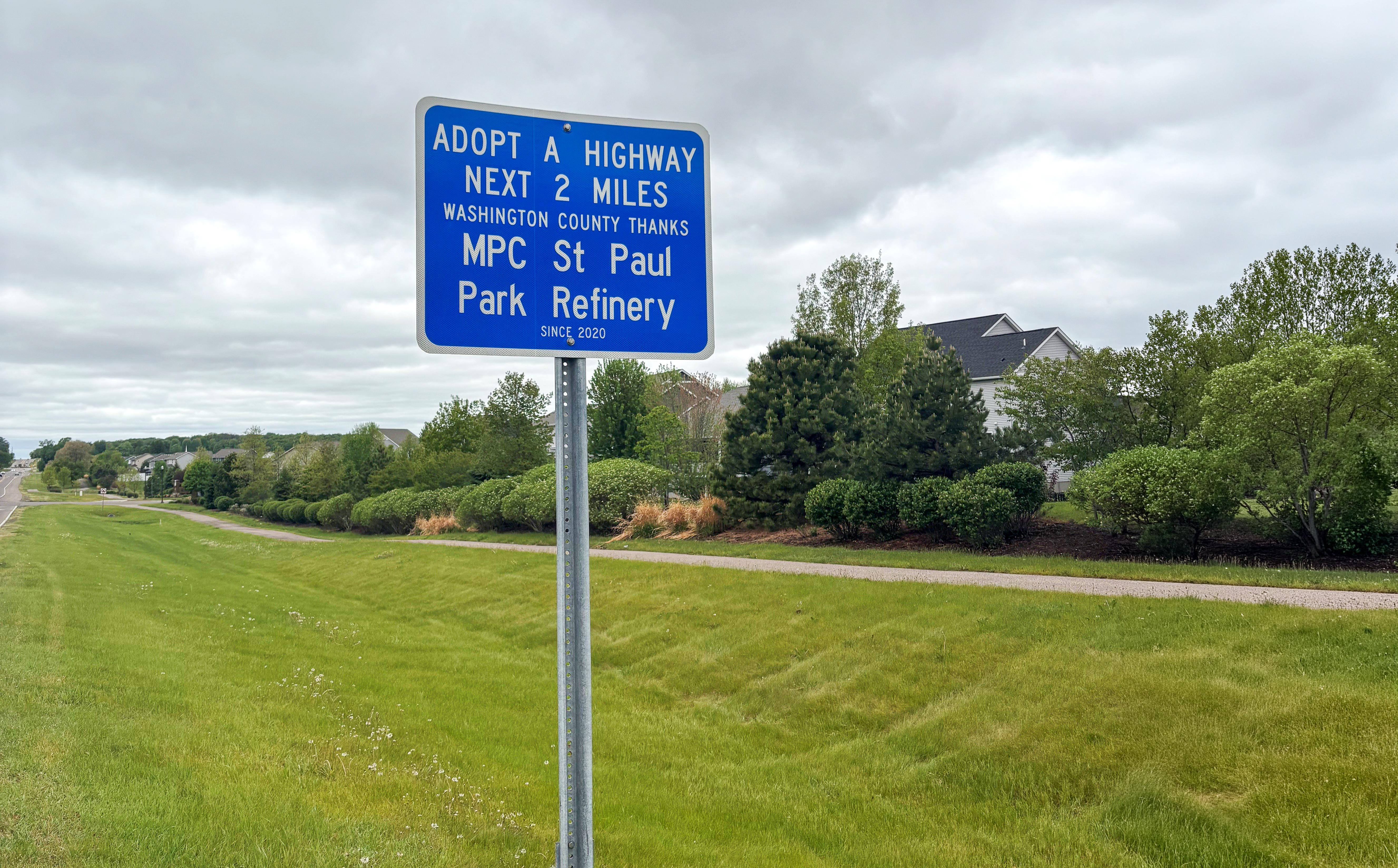 Marathon Petroleum's St. Paul Park refinery is recognized with an Adopt-A-Highway sign honoring the team's ongoing commitment to keeping local roadways clean.